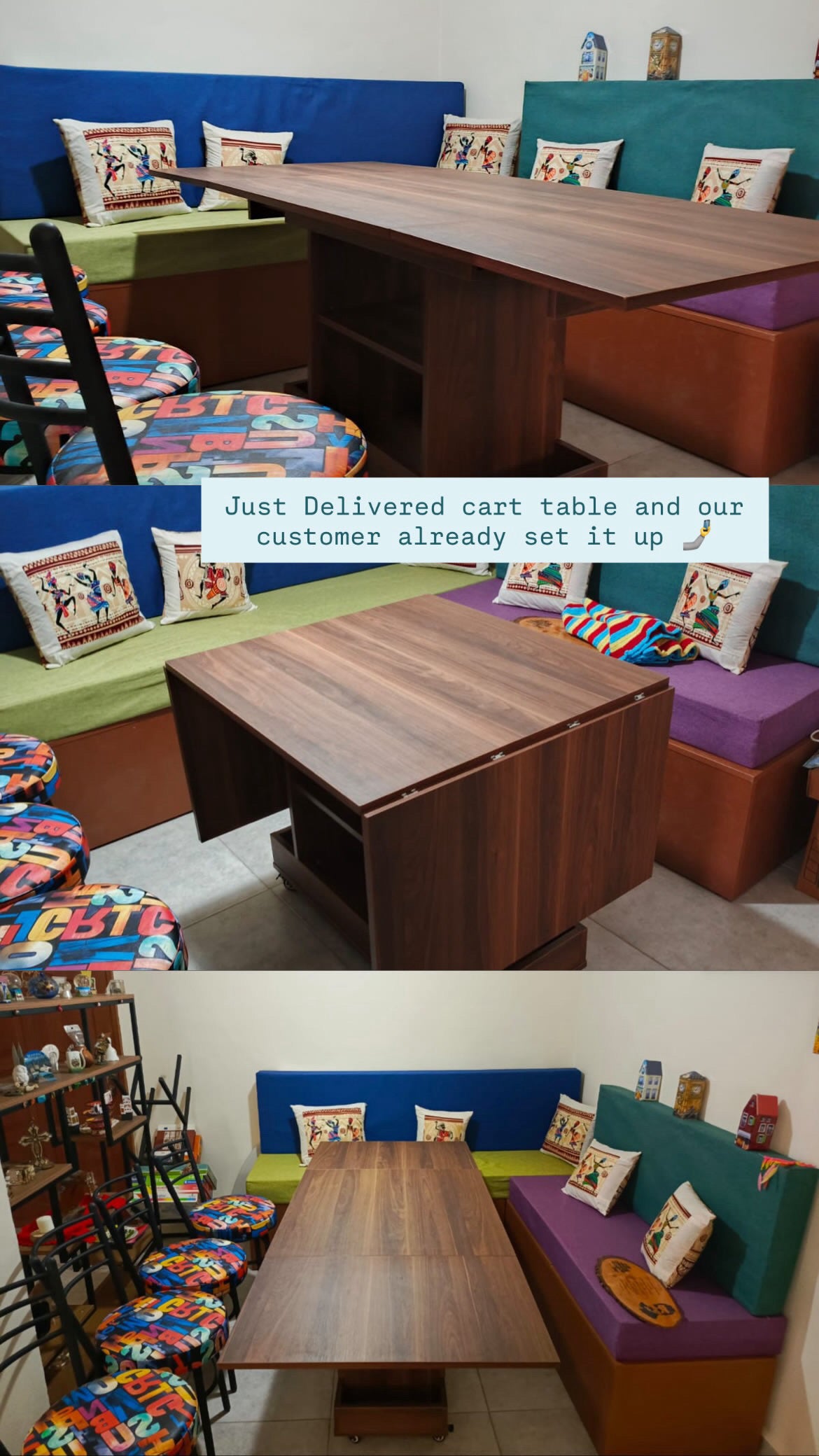 Cart Table – Foldable Dining Table on Wheels with Storage | Space-Saving Furniture Lebanon