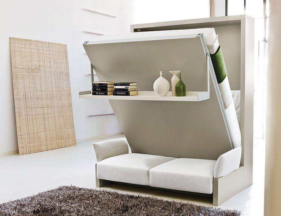 Luna Queen Plus – Murphy Bed with Bookshelf & Couch | Wall Bed Queen Size | Lebanon