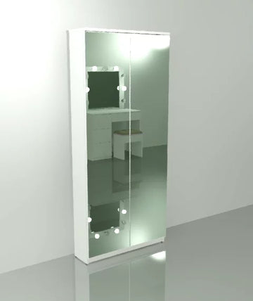 Gala Double Pencil Mirror Shoe Cabinet – Double Mirror Shoe Storage | Space Saving Lebanon