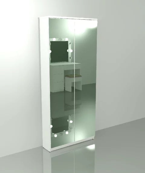 Gala Double Pencil Mirror Shoe Cabinet – Double Mirror Shoe Storage | Space Saving Lebanon