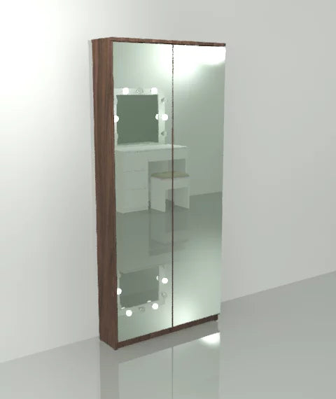 Gala Double Pencil Mirror Shoe Cabinet – Double Mirror Shoe Storage | Space Saving Lebanon