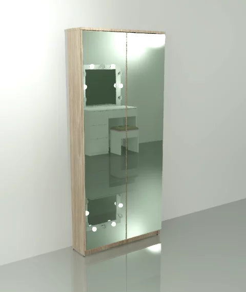 Gala Double Pencil Mirror Shoe Cabinet – Double Mirror Shoe Storage | Space Saving Lebanon