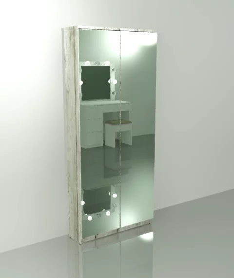 Gala Double Pencil Mirror Shoe Cabinet – Double Mirror Shoe Storage | Space Saving Lebanon