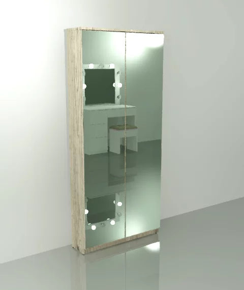 Gala Double Pencil Mirror Shoe Cabinet – Double Mirror Shoe Storage | Space Saving Lebanon