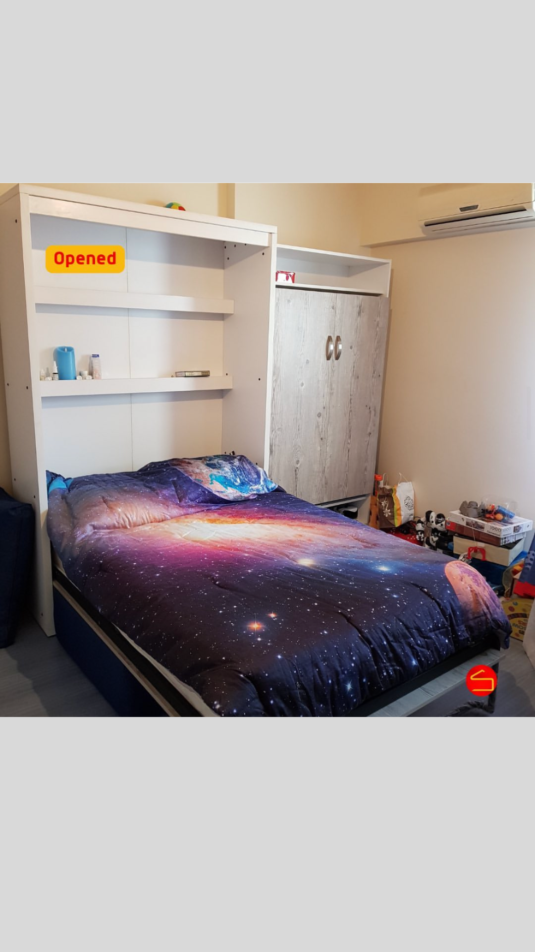 Luna Queen Plus – Murphy Bed with Bookshelf & Couch | Wall Bed Queen Size | Lebanon