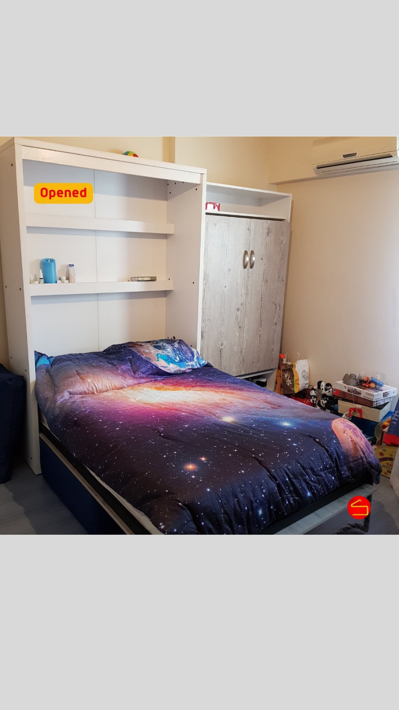 Luna Single Plus Murphy Bed – Wall Bed with Couch, Bookshelf & Storage | Lebanon