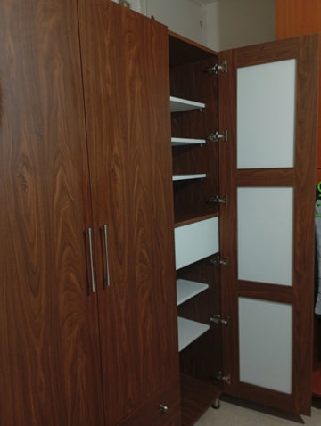 WalnutPro Wardrobe – Dark Wood Wardrobe with Shelves, Hanging Rail & Drawers | Lebanon