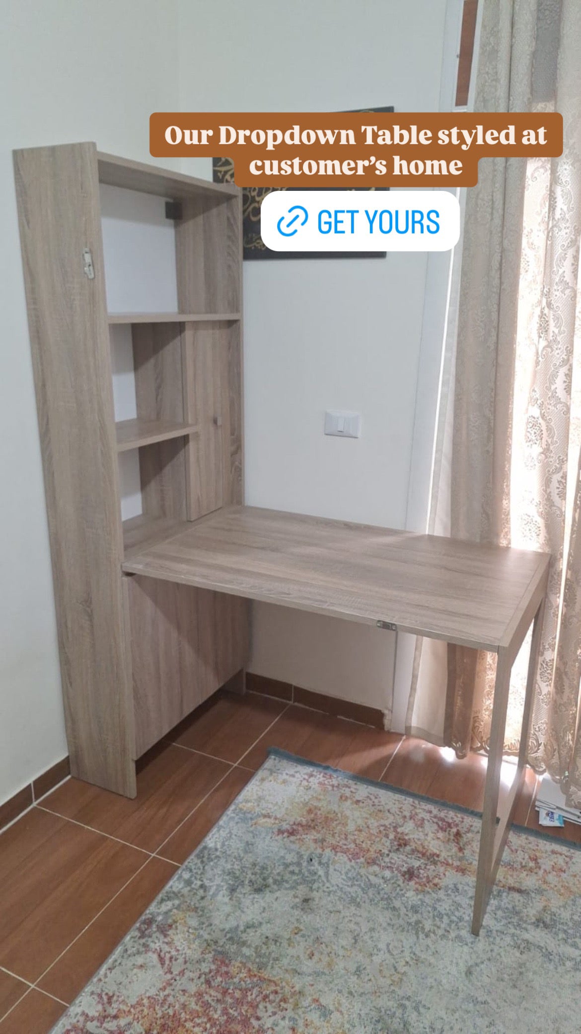 Space Saving Drop-Down Wall Table – Foldable Desk & Dining Table with Storage | Lebanon