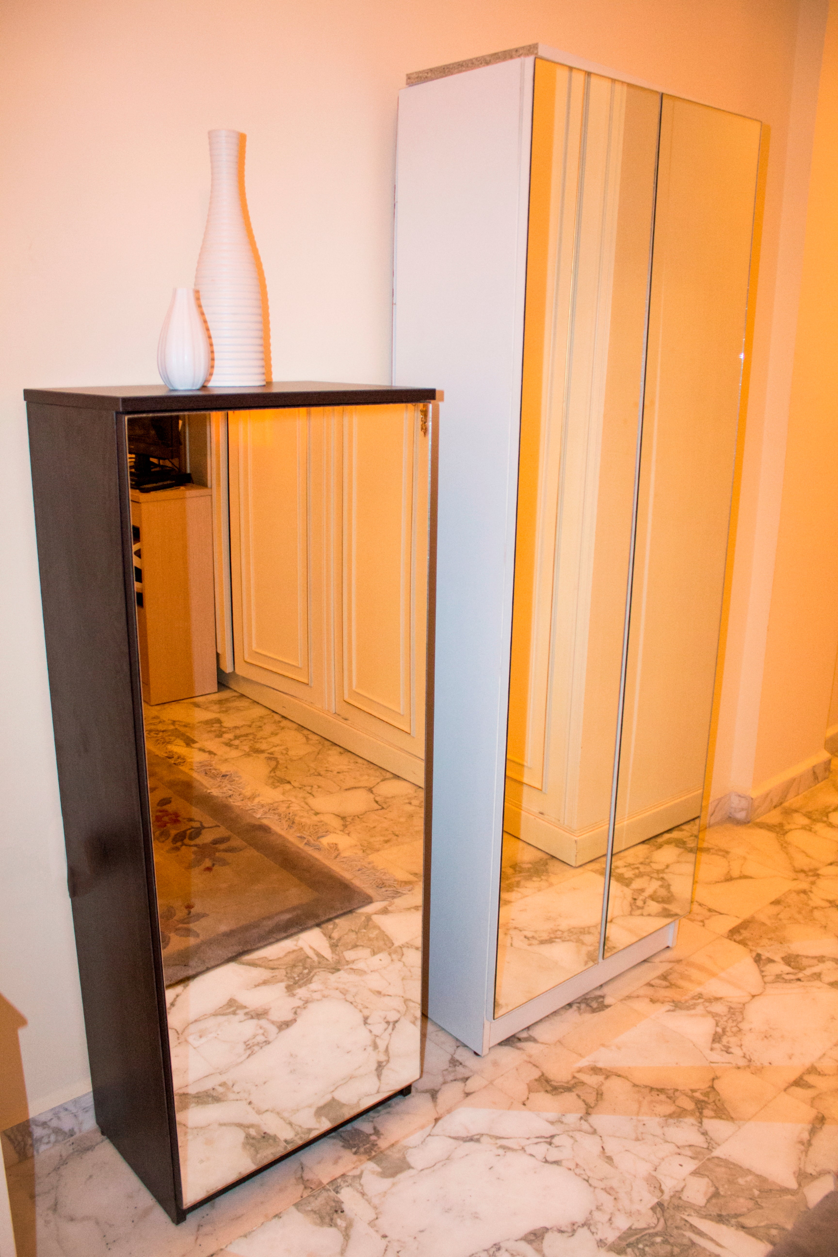 Gala Petite Mirror Shoe Cabinet – Slim Mirror Shoe Storage | Space Saving Lebanon