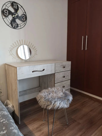 DriftDesk Vanity & Dressing Table – 4 Drawers in Two-Tone Grey & White | Lebanon