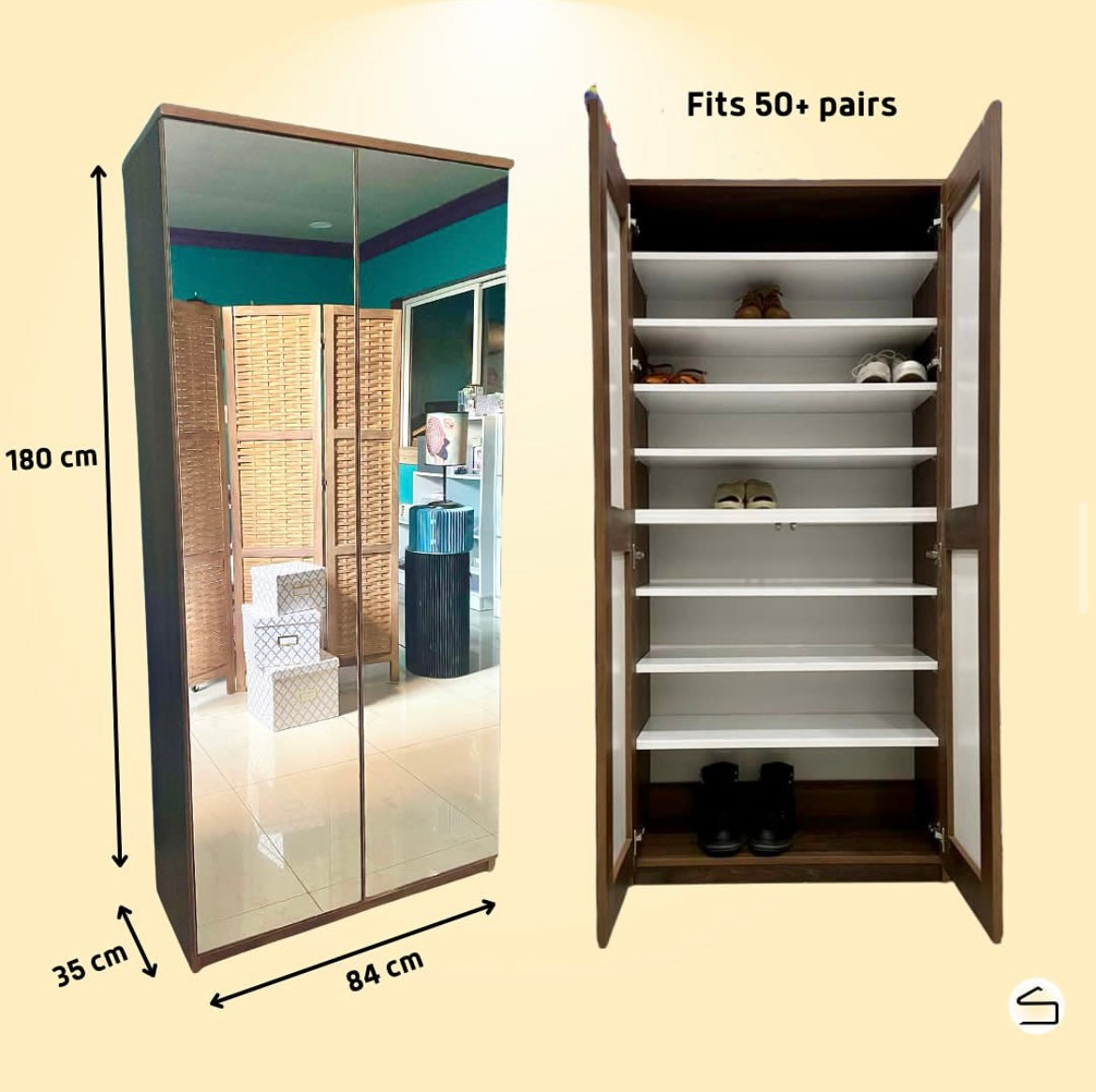 Gala Double Mirror Shoe Cabinet