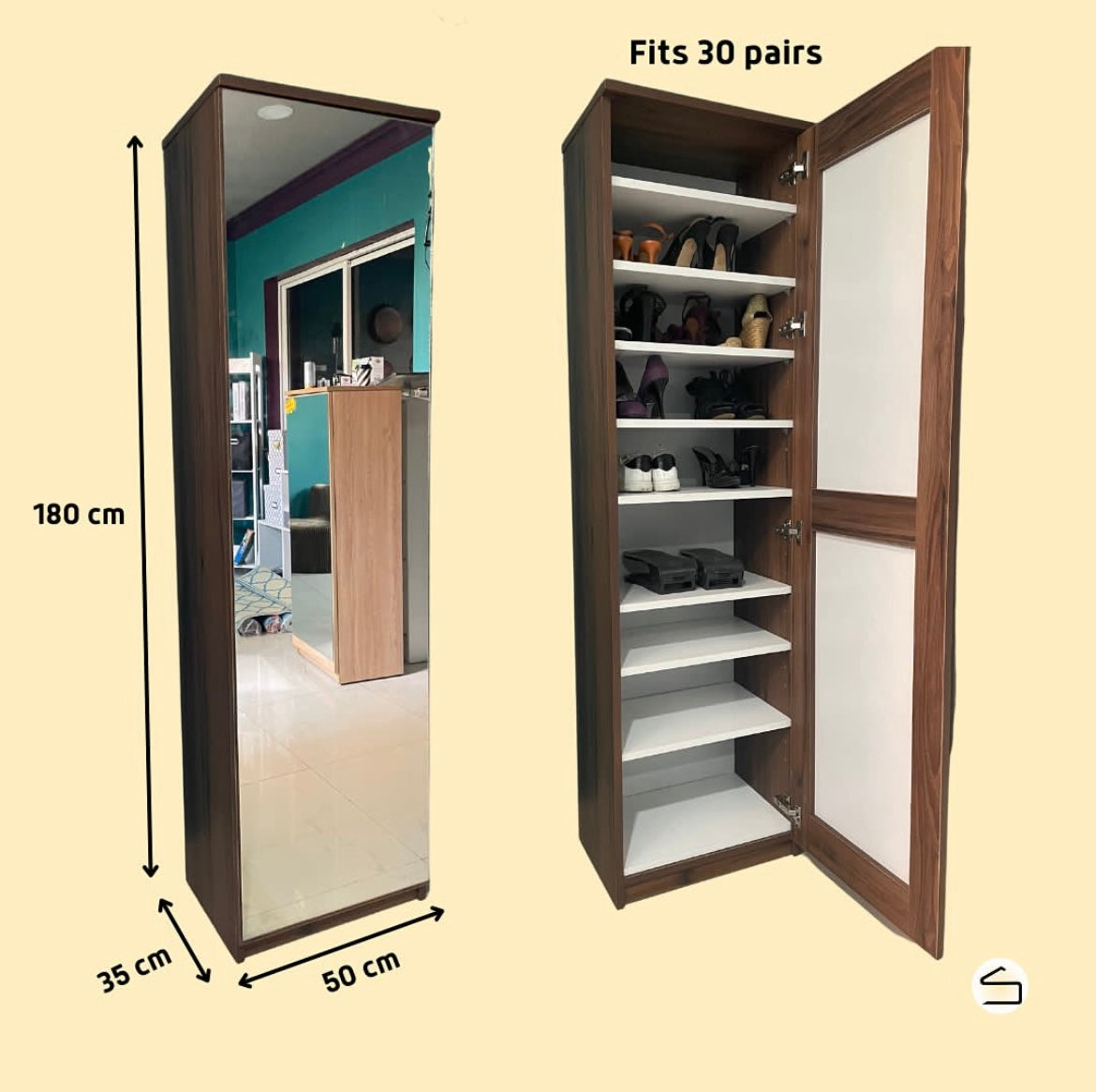 Gala Standard Mirror Shoe Cabinet