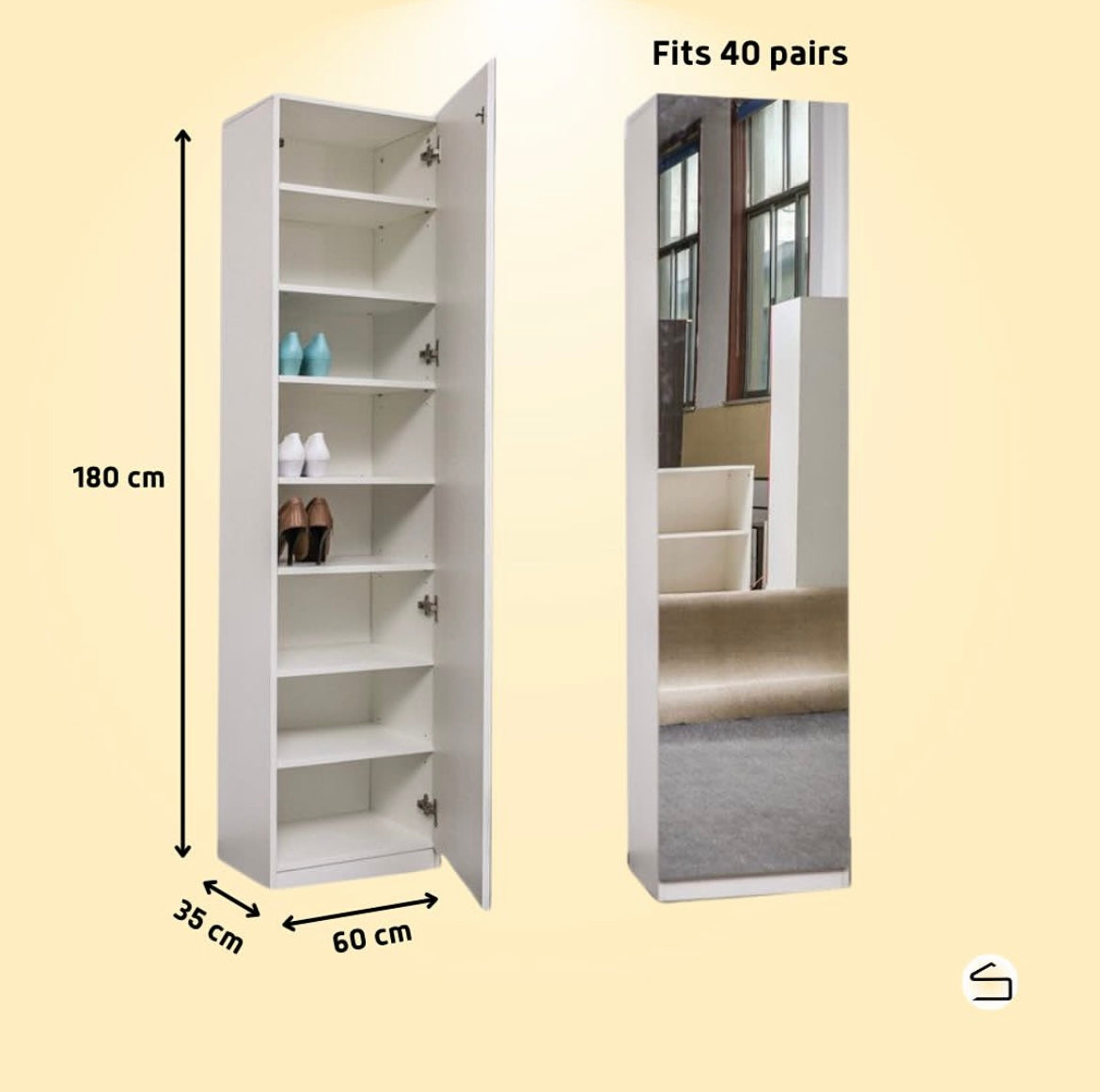 Gala Med Mirror Shoe Cabinet – Mirror Shoe Storage