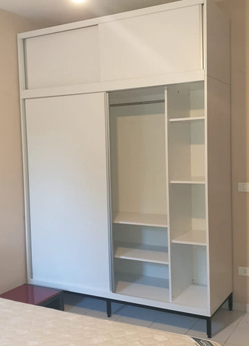 SlideWhite Sliding Door Wardrobe – Upper Cabinet Section with Hanging Rail & Shelving | Lebanon