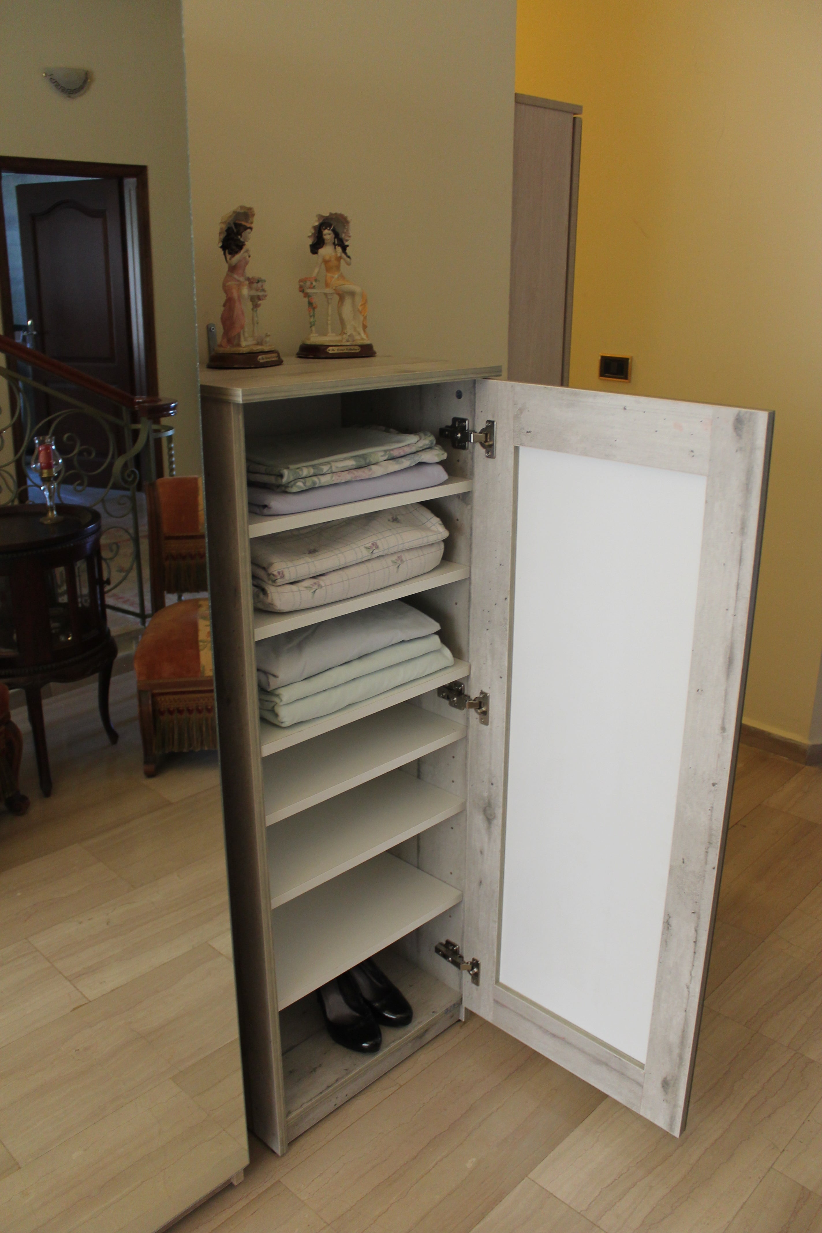 Gala Petite Mirror Shoe Cabinet – Slim Mirror Shoe Storage | Space Saving Lebanon