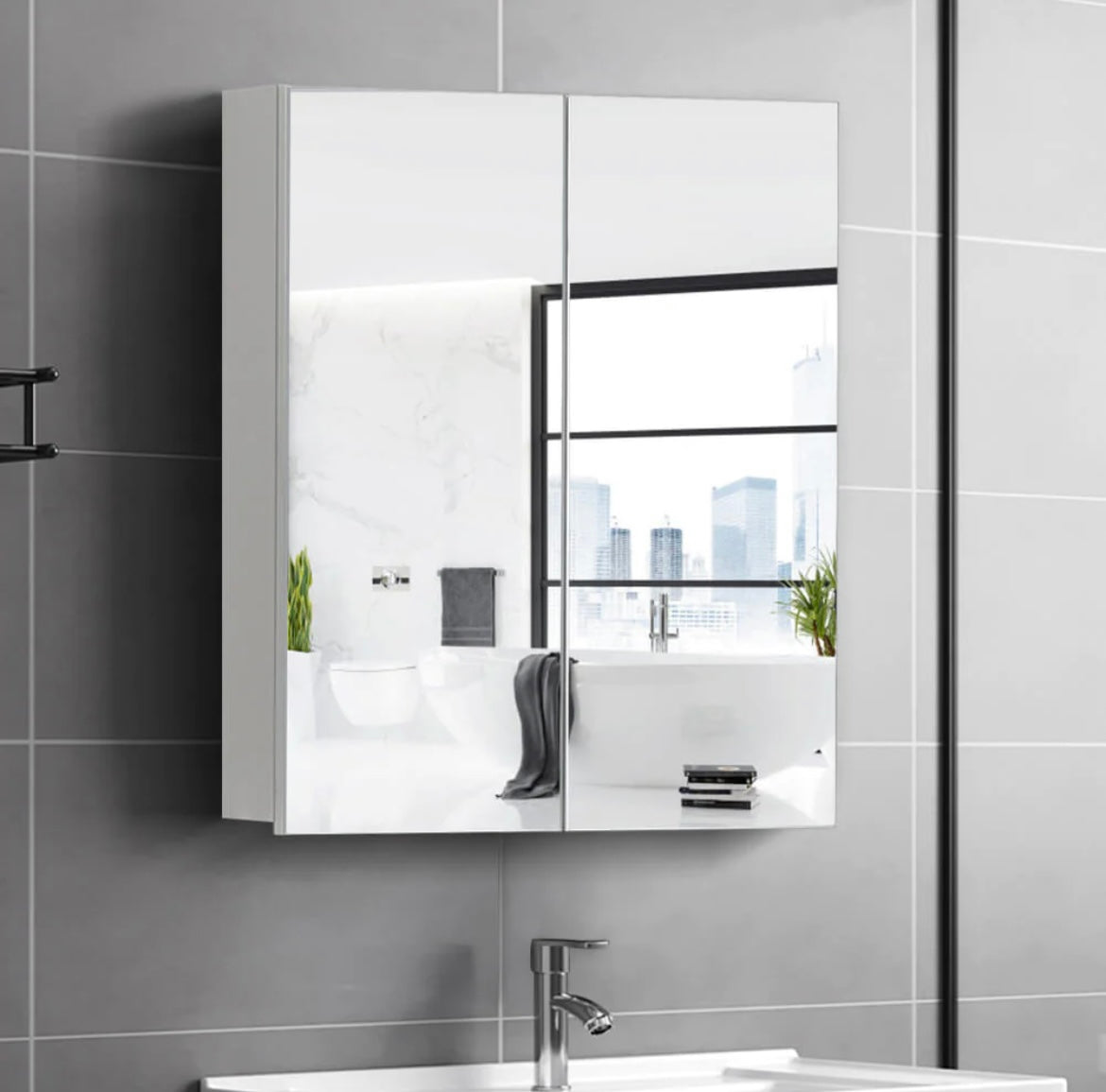 Double Compartment Medicine Cabinet – Wall-Mounted Bathroom Cabinet with Adjustable Shelves | Lebanon