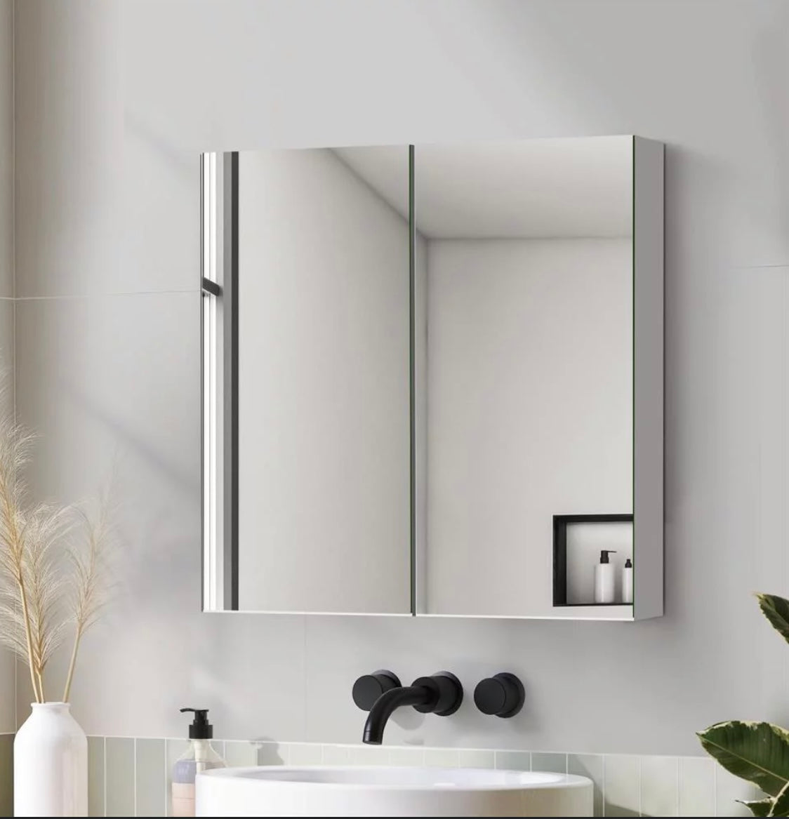 Double Compartment Medicine Cabinet – Wall-Mounted Bathroom Cabinet with Adjustable Shelves | Lebanon
