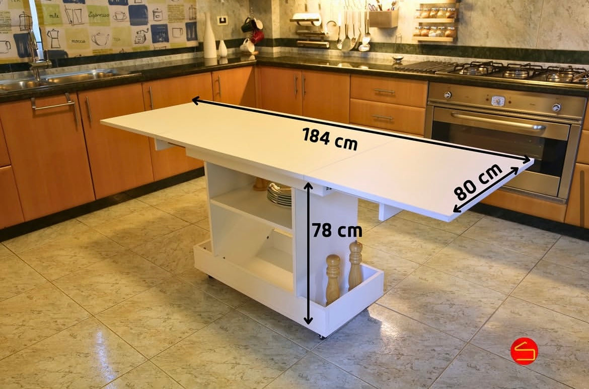 Cart Table – Foldable Dining Table on Wheels with Storage | Space-Saving Furniture Lebanon