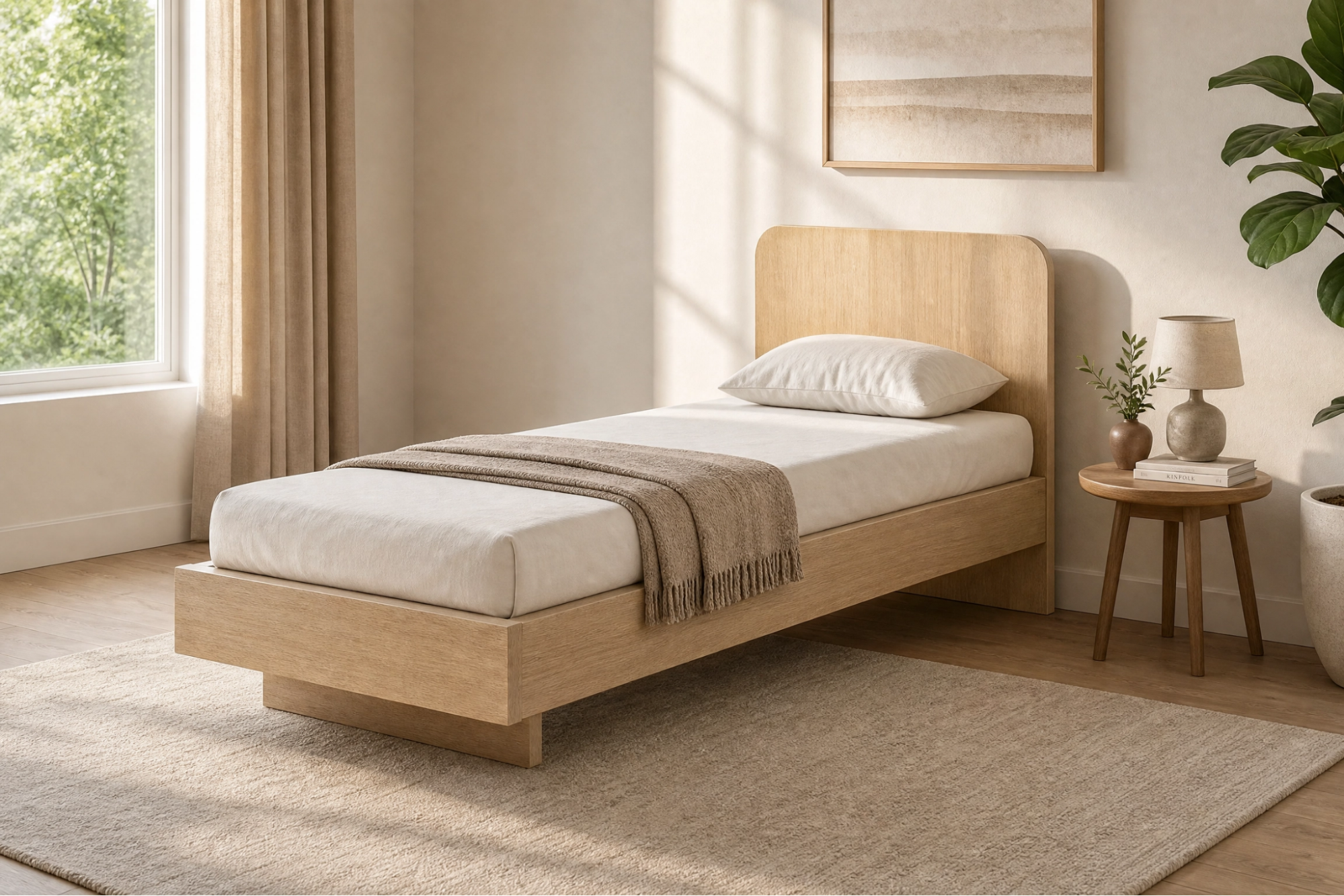 WoodHaven Slim Bed – Contemporary Wooden Platform Bed | Modern Bedroom Furniture Lebanon