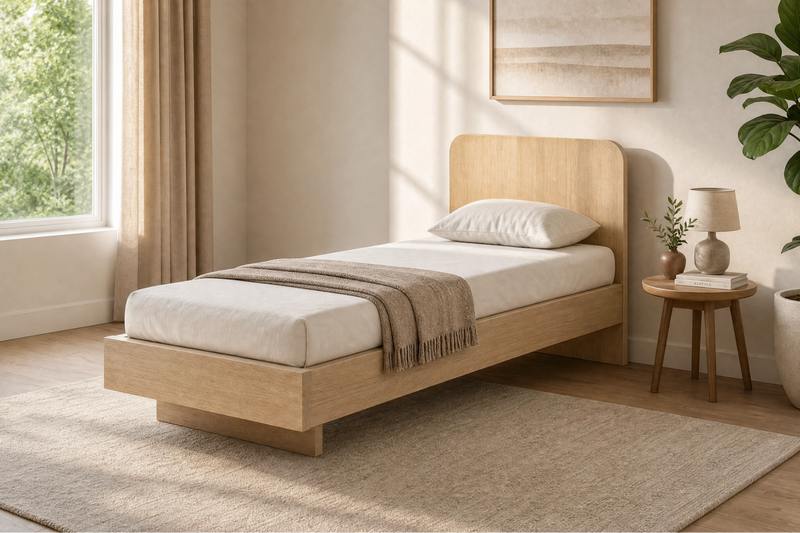 WoodHaven Slim Bed – Contemporary Wooden Platform Bed | Modern Bedroom Furniture Lebanon