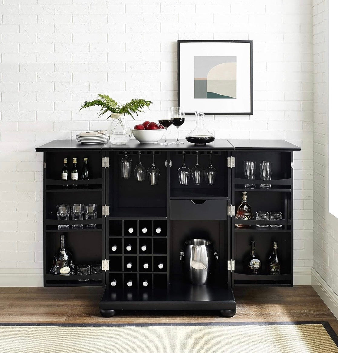 NoirFold Foldable Bar Cabinet – Expands from 1.20m to 2.40m | Architect-Designed Wine Bar Lebanon