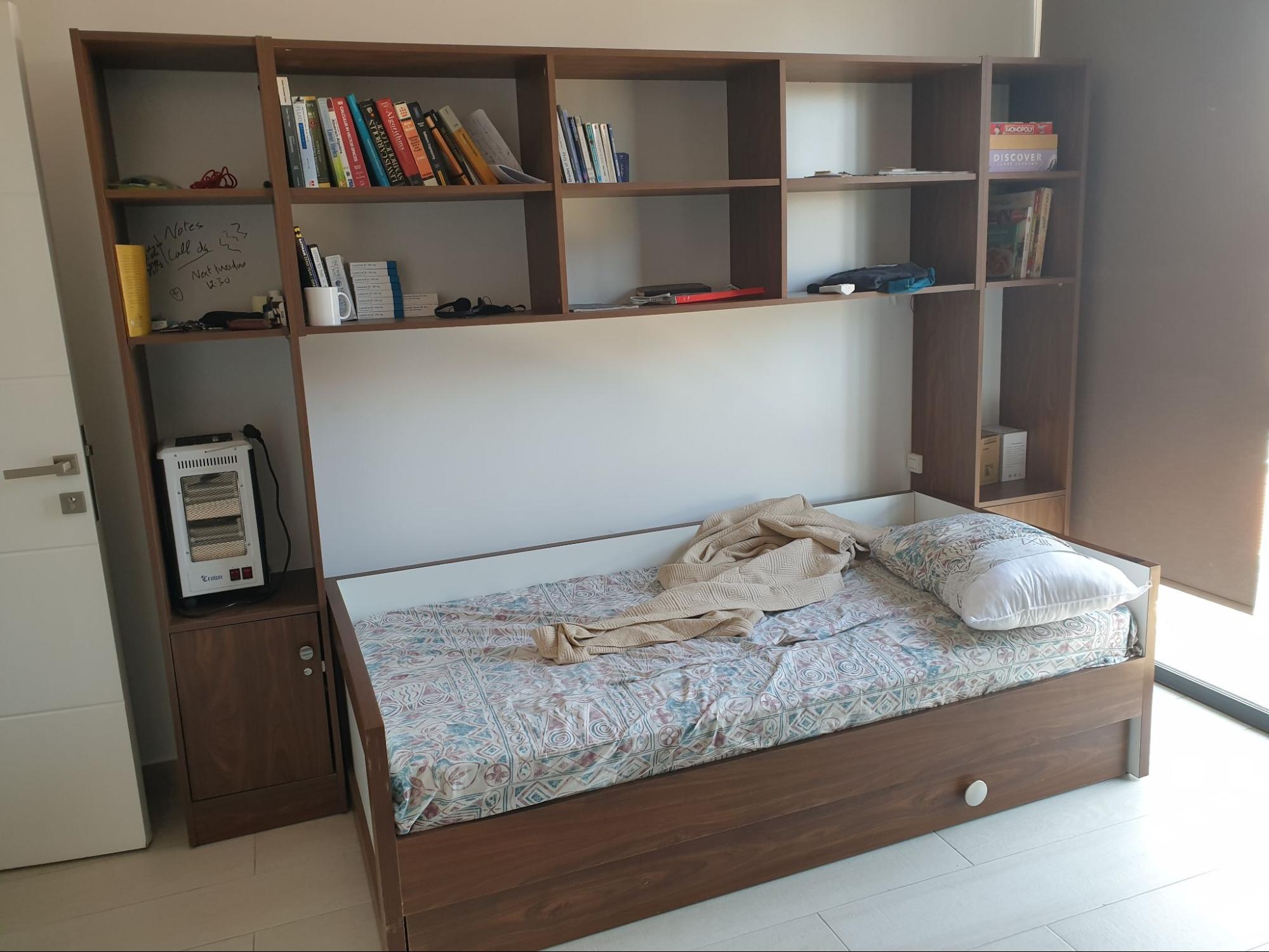 NestBed Duo Shelf – Double Platform Bed with Bookcase Storage Unit | Space-Saving Bedroom Lebanon