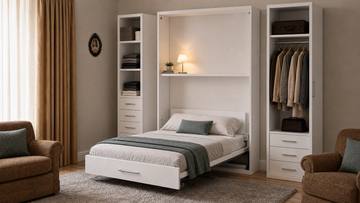Luna Single Murphy Bed – Wall Bed with Bookshelf & Storage | Single Murphy Bed Lebanon
